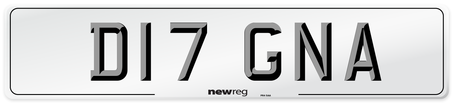 D17 GNA Number Plate from New Reg